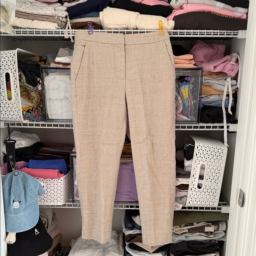 J. Crew Tan Linen Blend Ankle Pants